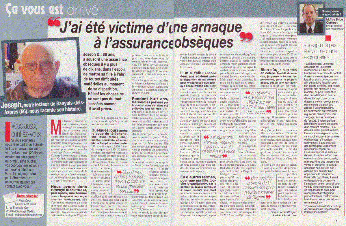 Assurance obsèques arnaque